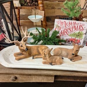 Vintage Home Interiors HOMCO resting deer family buck doe fawn 3pc set